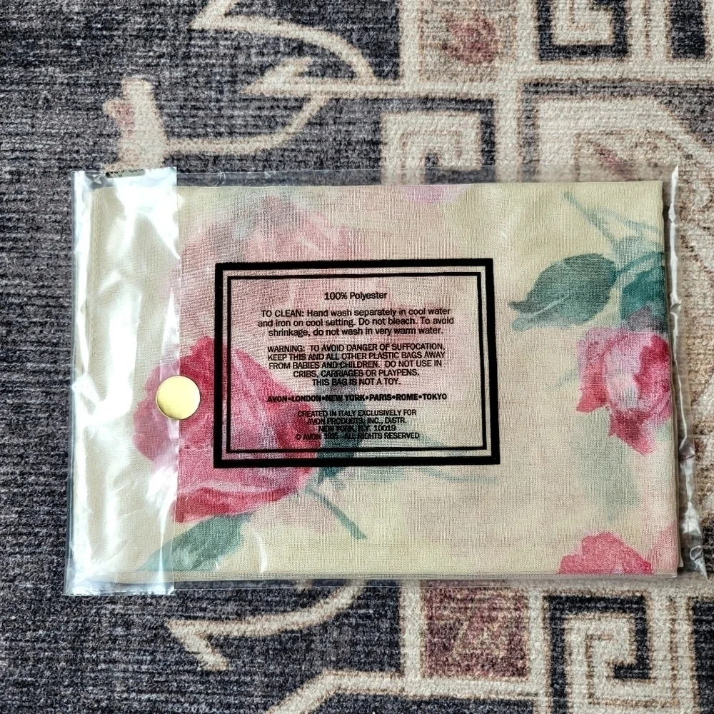 Vintage New Avon Floral Rose Chiffon Scarf 1995